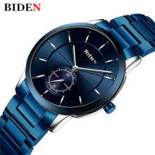 BIDEN 0178 New Arrival Men Fashion Quartz Watch Simple Steel Band Business Watches Relogio Masculino